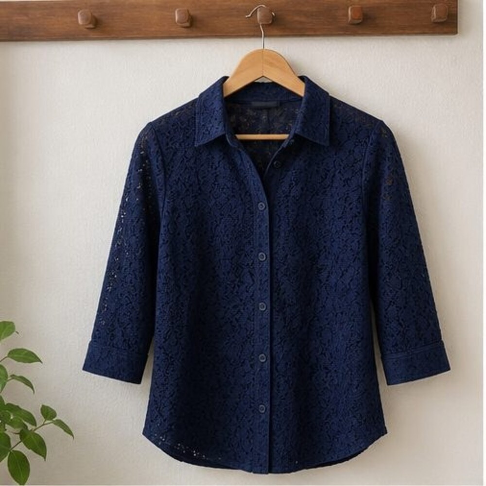 Navy Wrap Blouse